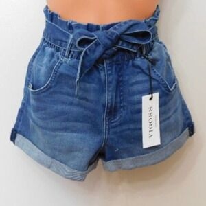 JR5 Vigoss Jeans Blue Juniors' High Rise Paperbag Shorts - Size 27